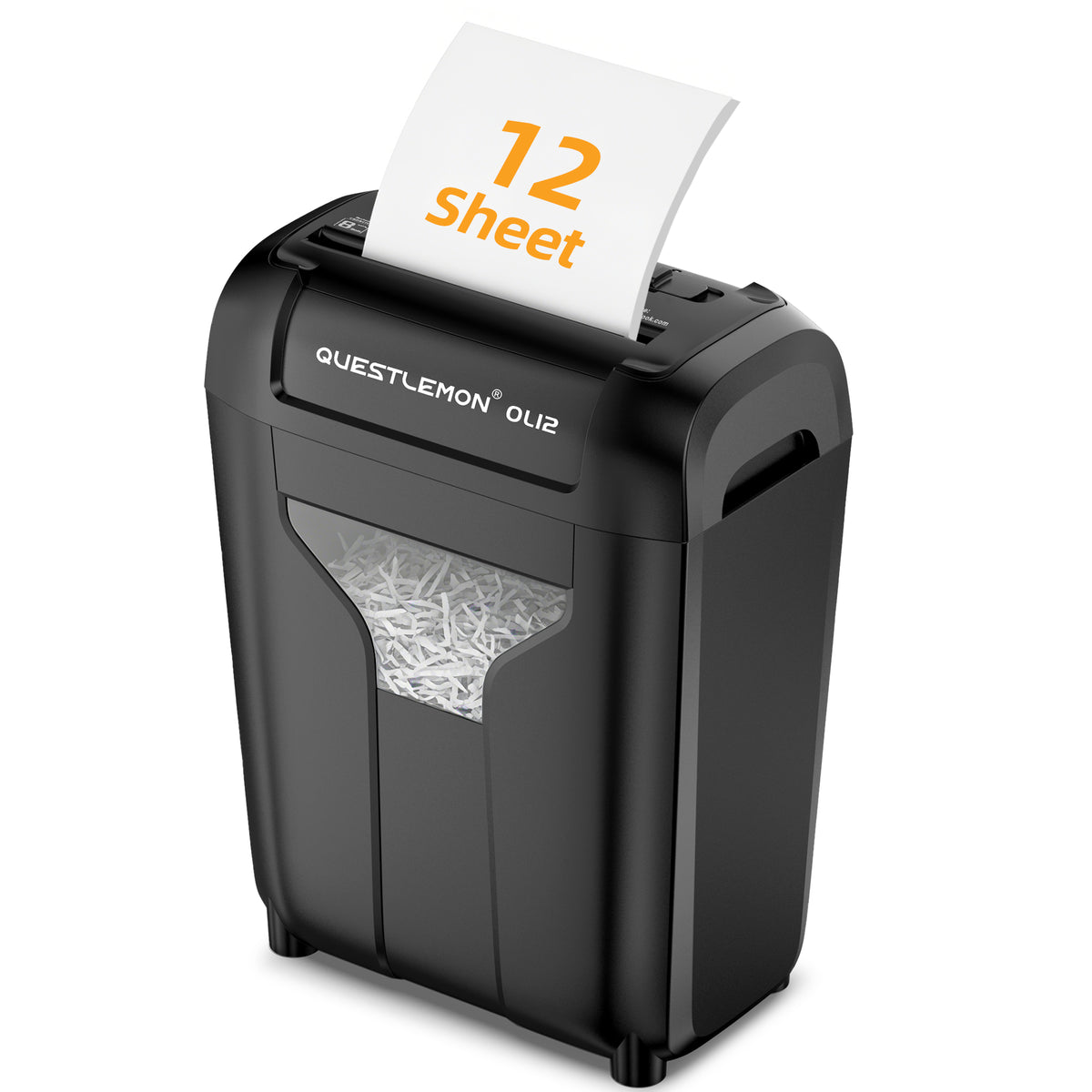 QuestLemon OL12 12-sheet cross-cut paper shredder front view