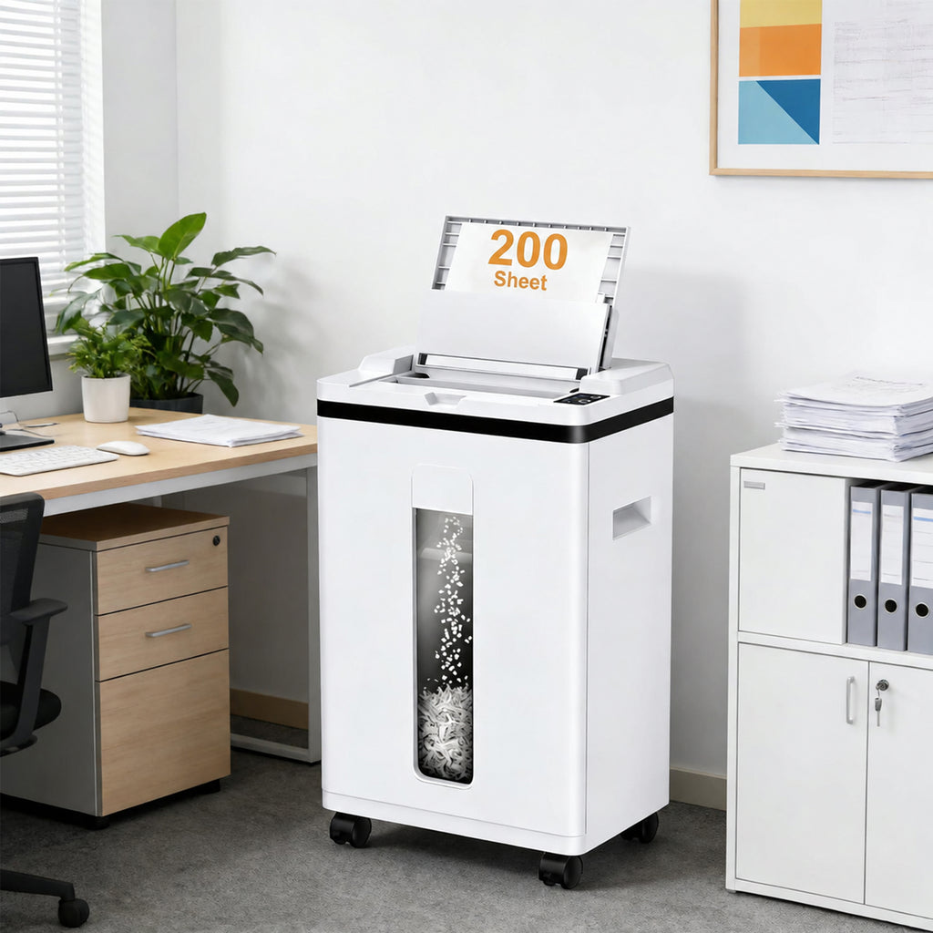Quietlemon 200-Sheet Auto Feed P-5 Micro-Cut Shredder: 40-Min Run, Touchscreen, 5.8G Bin(OL288)