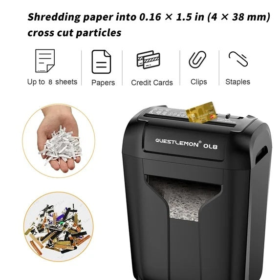 Questlemon 8-Sheet Cross-Cut Home Office Shredder (4Gal)(OL8)