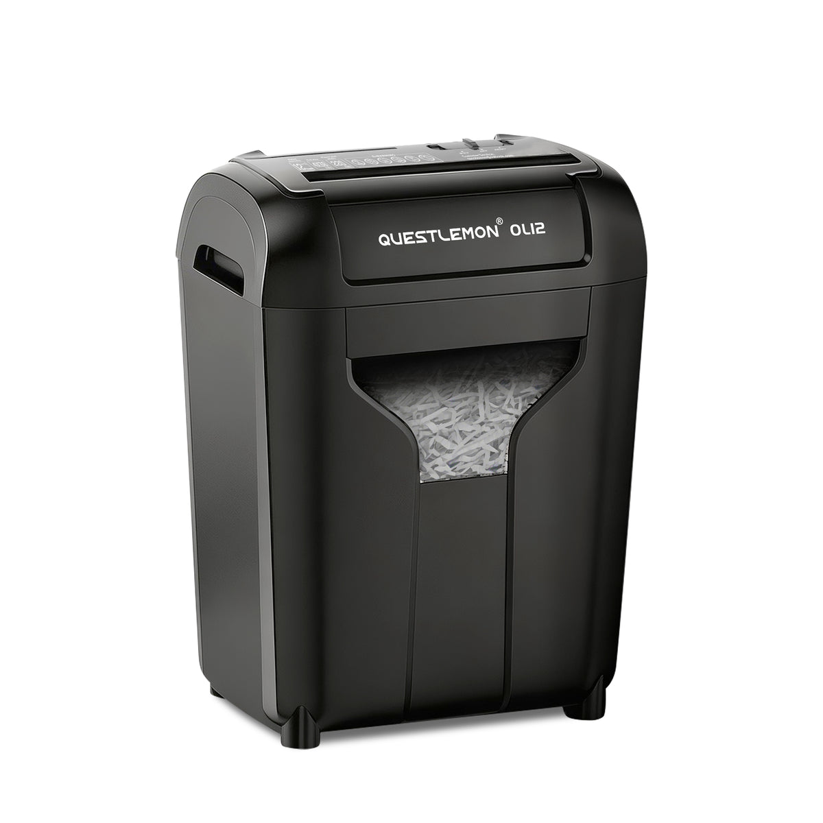QuestLemon OL12 12-sheet jam-resistant cross-cut paper shredder front view