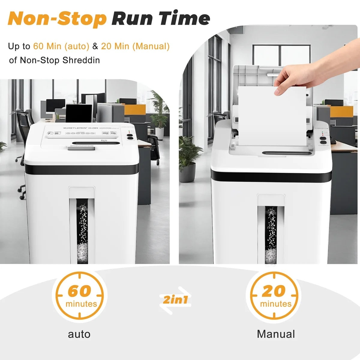 Quietlemon 150-Sheet Auto Feed P-5 Micro-Cut Shredder: 60-Min Run, CD/Card, 5.3G Bin(OL289)