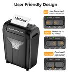 Questlemon 12-Sheet Cross-Cut Paper Shredder with Jam-Proof System(OL12)