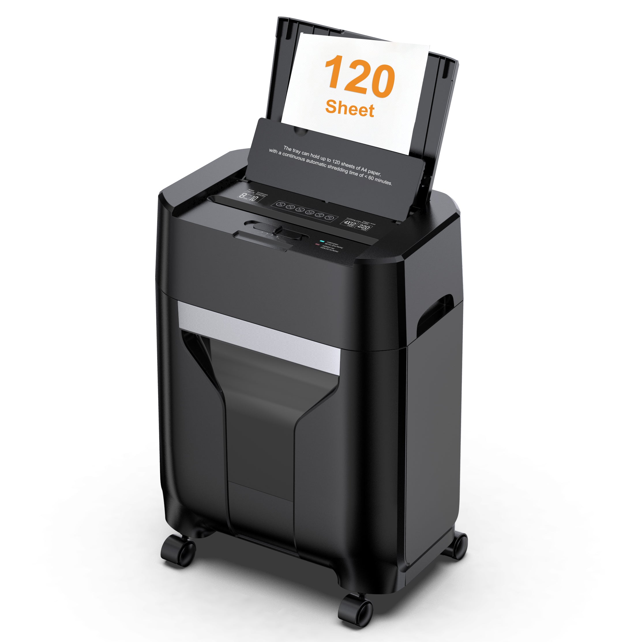 Quietlemon 120-Sheet Auto Feed Shredder: P-5 Micro-Cut, 60-Min Run Time, Ultra-Quiet, 5.28G Bin
