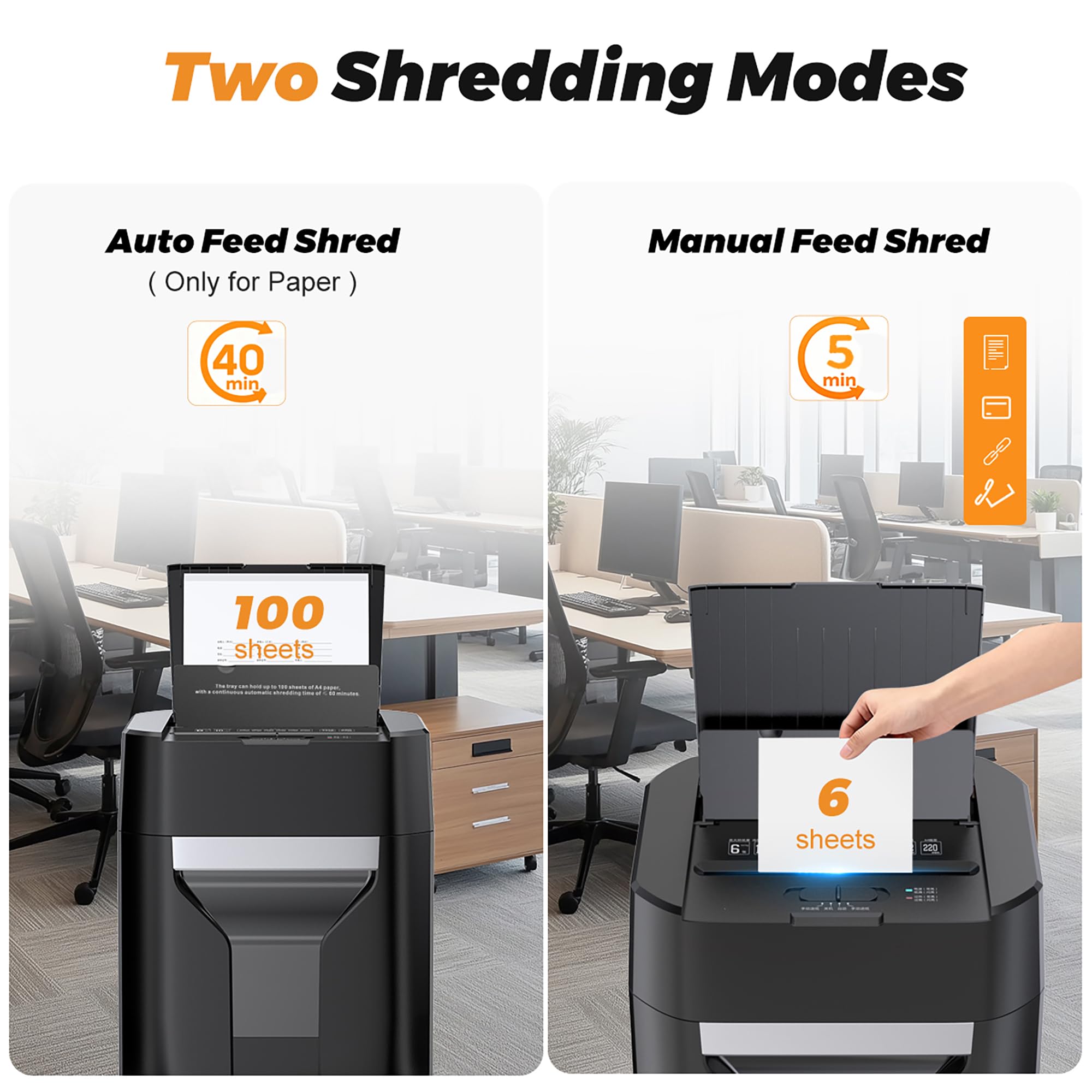 Quietlemon 100-Sheet Auto Feed Paper Shredder, P-4 High Security Cross-Cut for Home Office (40 Min Run Time)