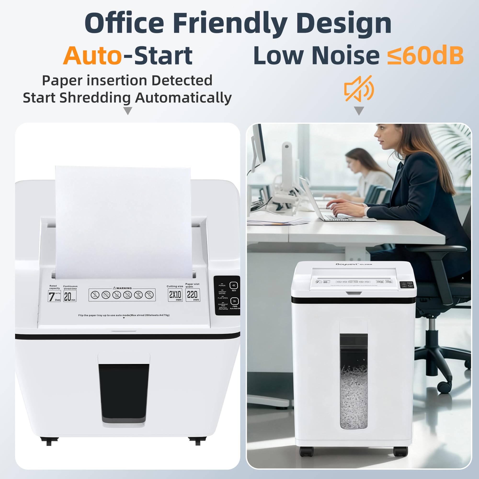 Quietlemon 200-Sheet Auto Feed P-5 Micro-Cut Shredder: 40-Min Run, Touchscreen, 5.8G Bin(OL288)